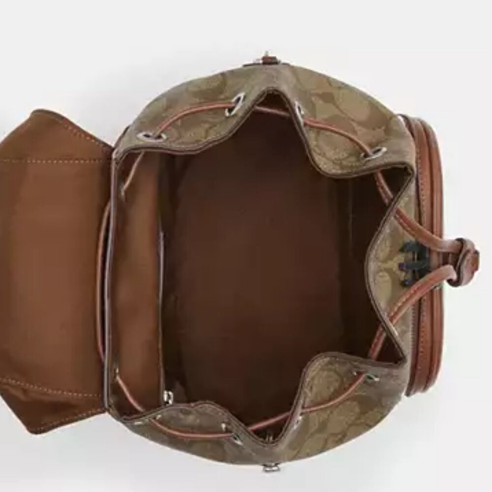 Coach Pace Backpack In Signature Canvas Khaki Saddle CR130 - Picture 2 of 9